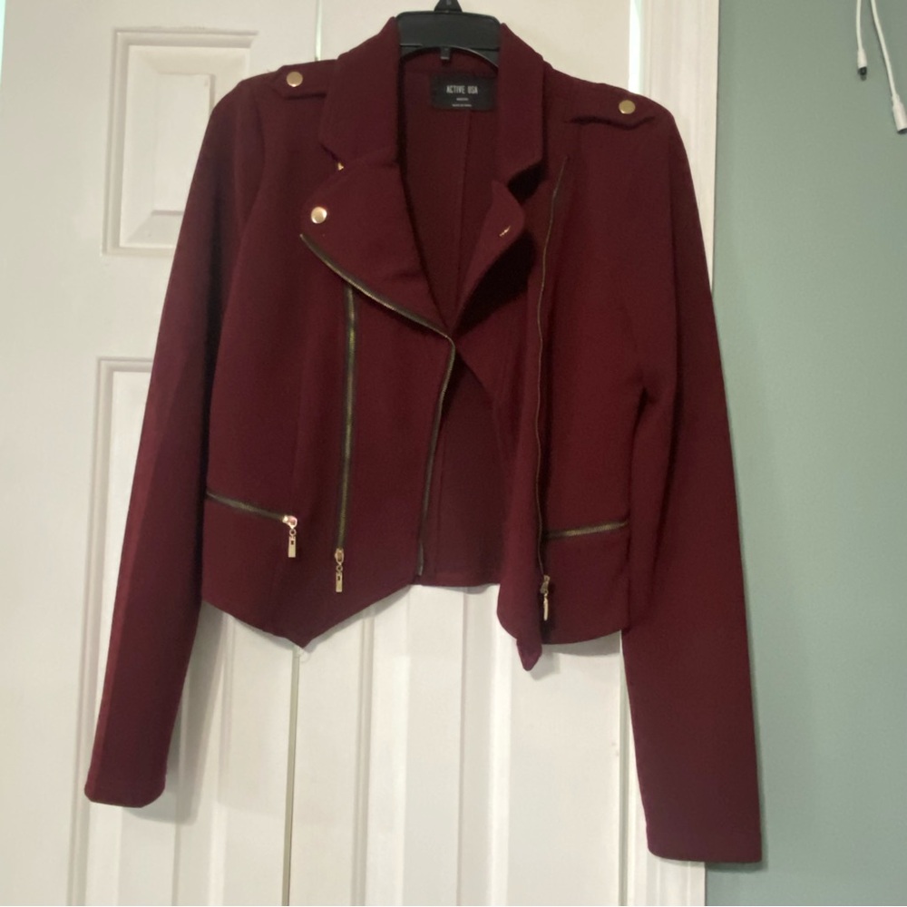 Burgundy womens blazer